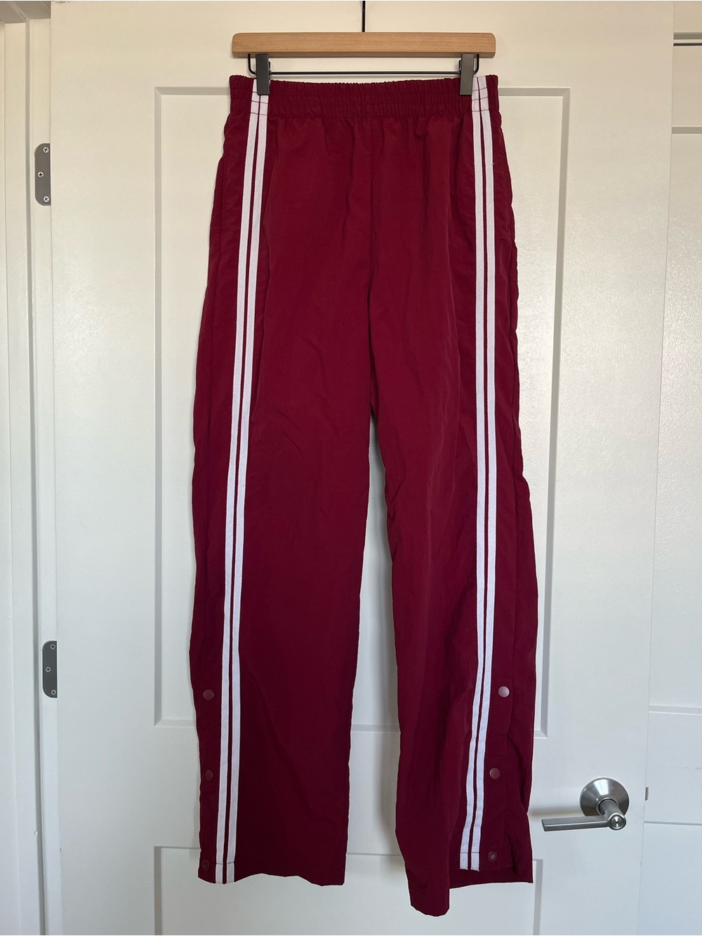 No Boundaries Y2K Burgundy Snap Track Pants Wide Leg Nylon Joggers M